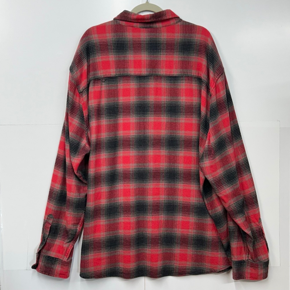 Lucky Brand Mens 3XL Red Black Plaid Flannel Button Down Shirt Cotton RN 80318 - Picture 4 of 10